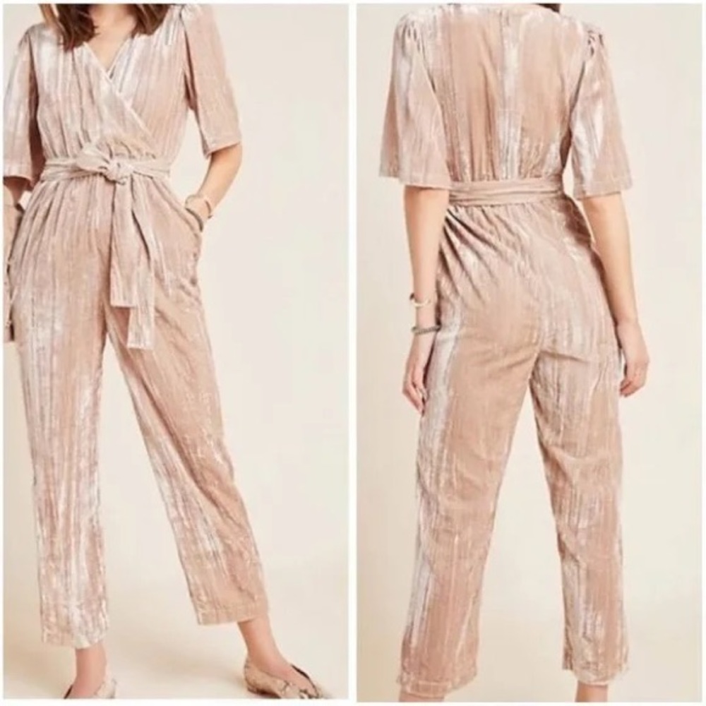 Dolan Anthropologie Left Coast Mandy Crushed Velvet Jumpsuit XS - Picture 2 of 6